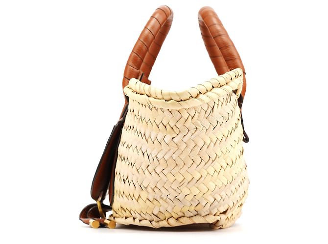 Chloé Borsa Cesto Marcie in Raphia Beige Brown - vista 2