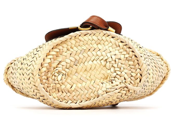 Chloé Borsa Cesto Marcie in Raphia Beige Brown - vista 4