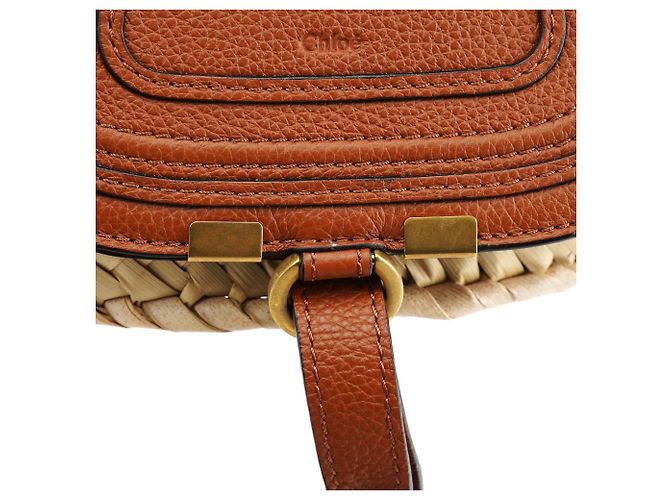Chloé Borsa Cesto Marcie in Raphia Beige Brown - vista 6