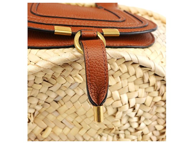 Chloé Borsa Cesto Marcie in Raphia Beige Brown - vista 9
