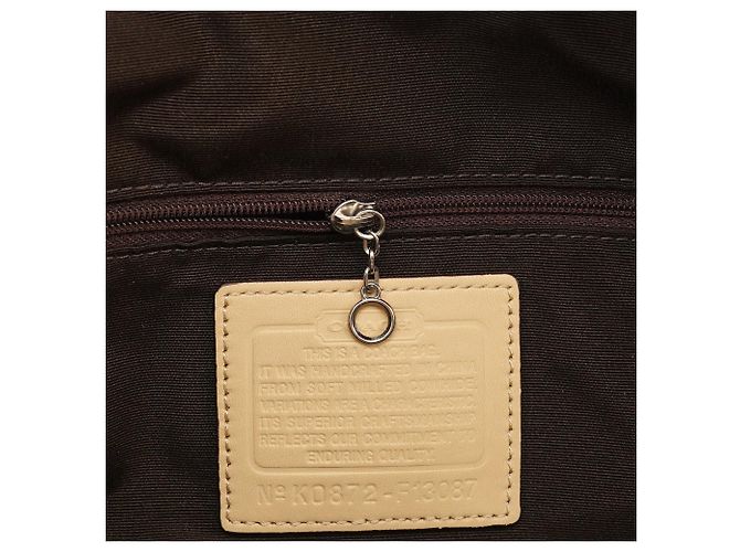Coach Borsa Tote Hamptons in pelle martellata beige F13087 - vista 13