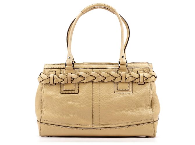 Coach Borsa Tote Hamptons in pelle martellata beige F13087 - vista 3
