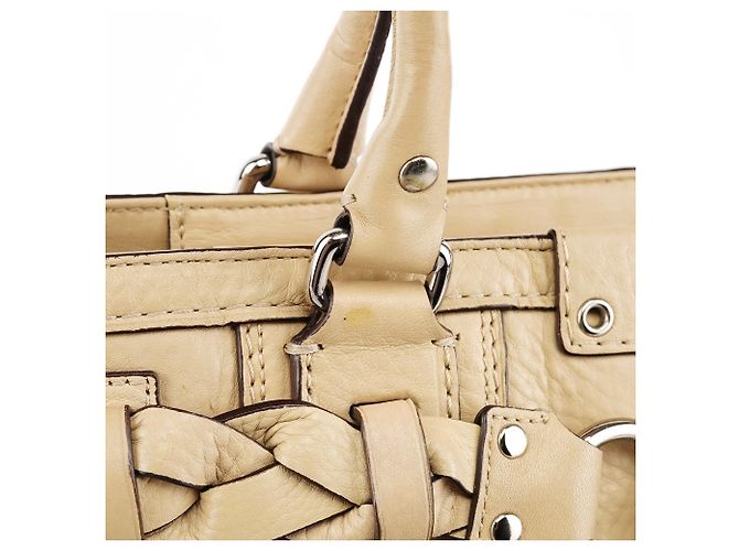 Coach Borsa Tote Hamptons in pelle martellata beige F13087 - vista 7