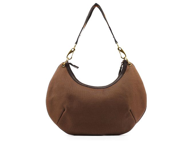 Gucci 2003 Brown Canvas Hobo Bag mit Webbing-Gurt - Ansicht 3