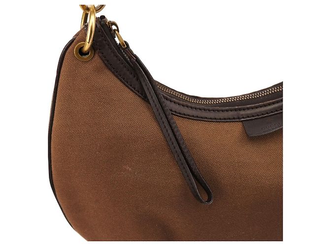 Gucci 2003 Brown Canvas Hobo Bag mit Webbing-Gurt - Ansicht 8