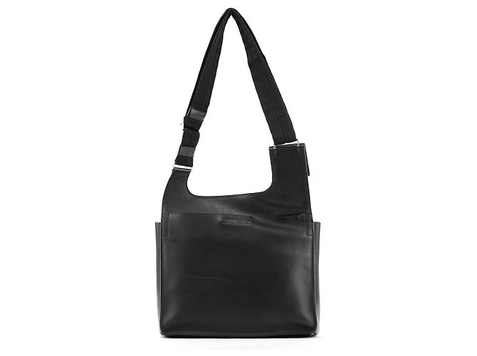 Prada Bolsa de ombro em couro preto com fivela Fall 1999 - vista 3
