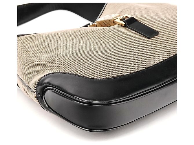 Gucci 001 3306 Borsa a tracolla Jackie in tela Beige Black Canvas - vista 6