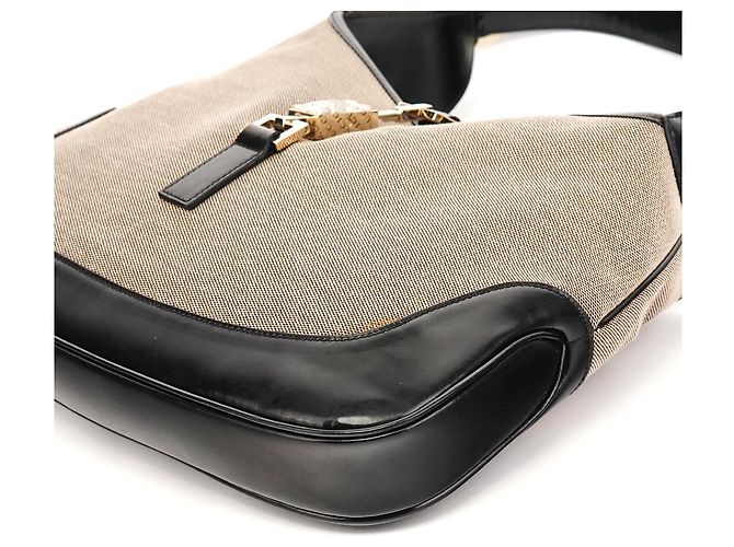 Gucci 001 3306 Borsa a tracolla Jackie in tela Beige Black Canvas - vista 7