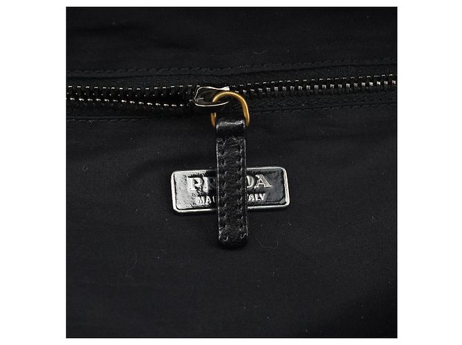 Prada Borsa a spalla BN0245 in cotone nero con bottone a pressione - vista 15