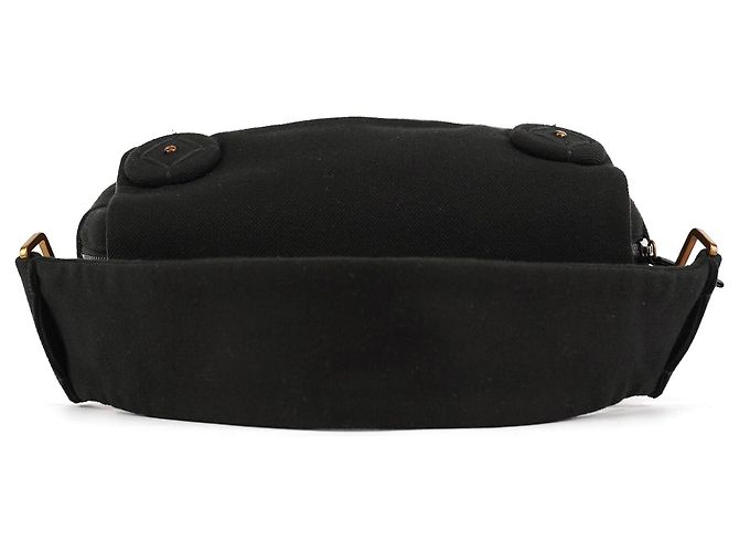 Prada Borsa a spalla BN0245 in cotone nero con bottone a pressione - vista 4