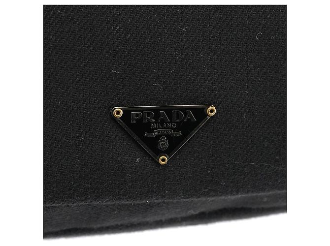 Prada Borsa a spalla BN0245 in cotone nero con bottone a pressione - vista 6