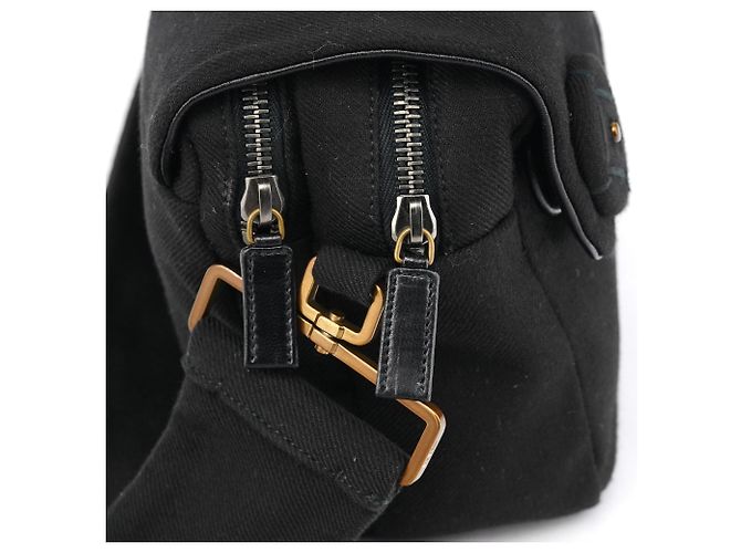 Prada Borsa a spalla BN0245 in cotone nero con bottone a pressione - vista 8