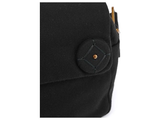 Prada Borsa a spalla BN0245 in cotone nero con bottone a pressione - vista 9