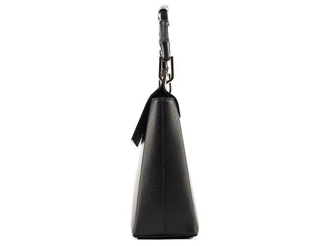 Bamboo Gucci Borsa in pelle nera con manico in bambù - vista 2