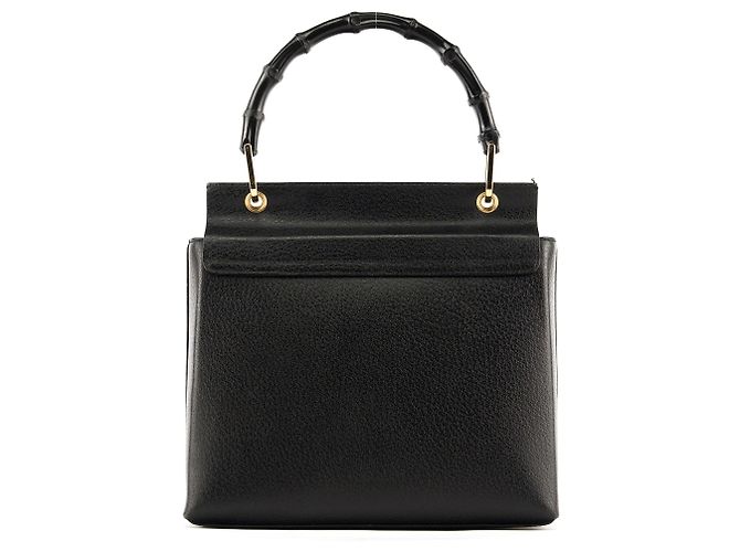 Bamboo Gucci Borsa in pelle nera con manico in bambù - vista 3