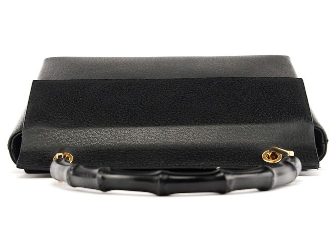 Bamboo Gucci Borsa in pelle nera con manico in bambù - vista 4