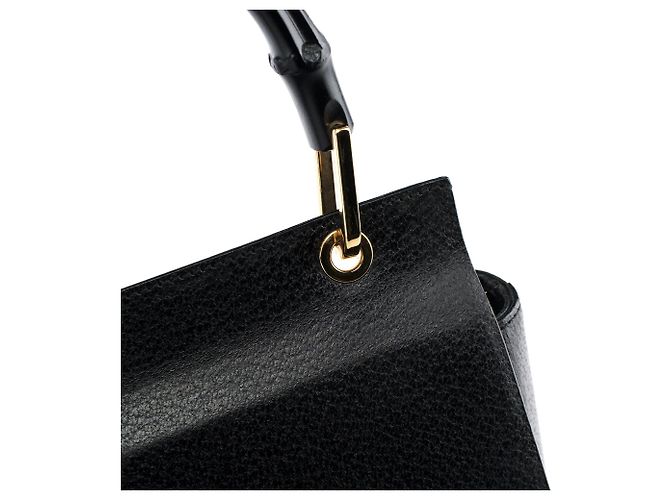 Bamboo Gucci Borsa in pelle nera con manico in bambù - vista 6