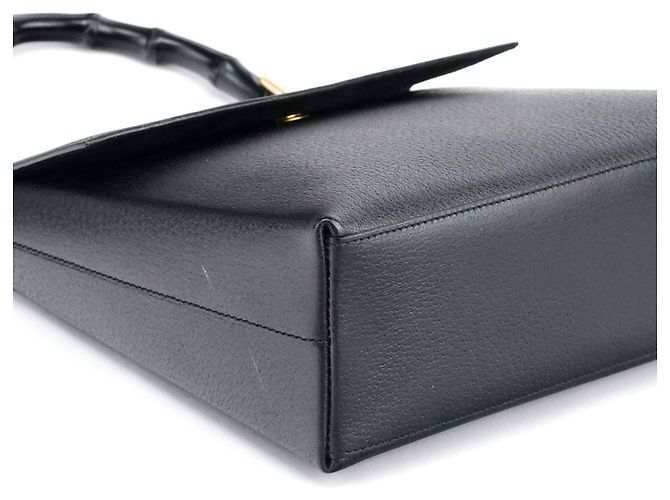 Bamboo Gucci Borsa in pelle nera con manico in bambù - vista 7