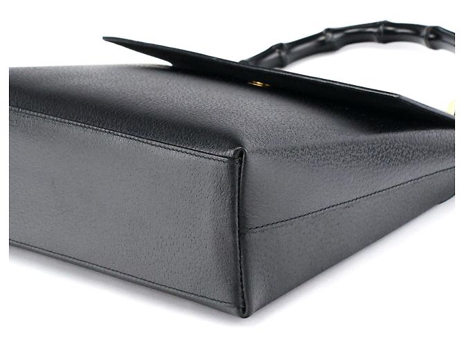 Bamboo Gucci Borsa in pelle nera con manico in bambù - vista 8
