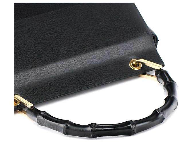Bamboo Gucci Borsa in pelle nera con manico in bambù - vista 9