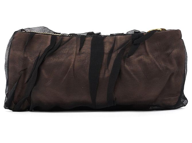 Chloé Clutch in seta nero arricciato - vista 2