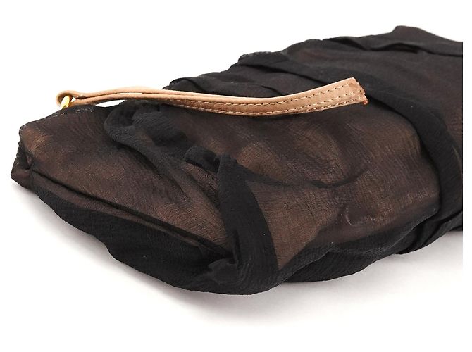 Chloé Clutch in seta nero arricciato - vista 5