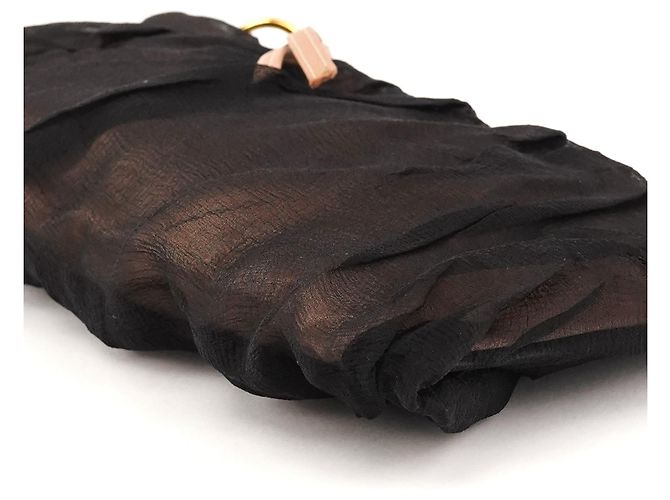 Chloé Clutch in seta nero arricciato - vista 6