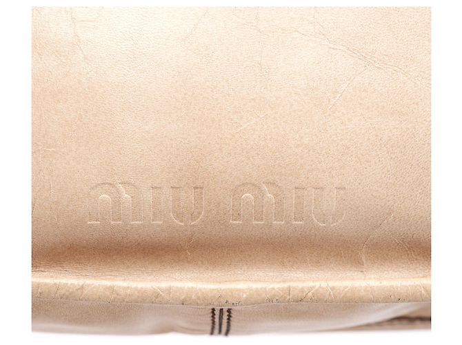 Miu Miu Borsa a tracolla hobo in pelle di agnello beige - vista 6
