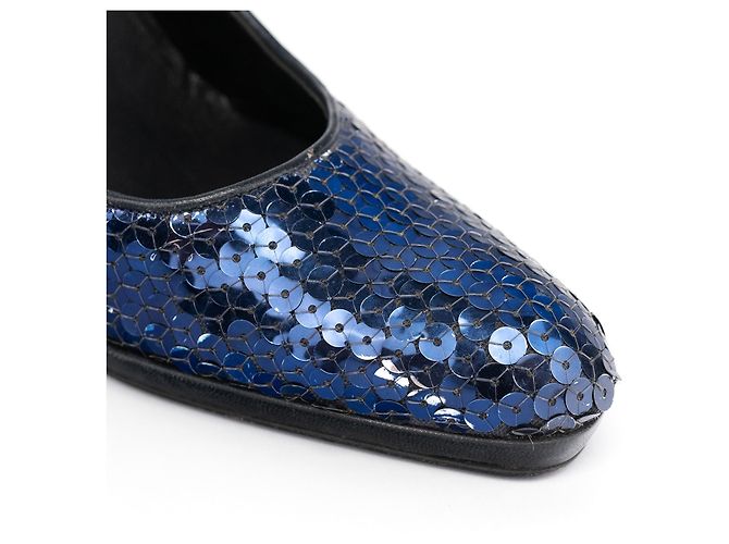 Miu Miu Décolleté blu con paillettes e punta rotonda anni '90 - vista 10