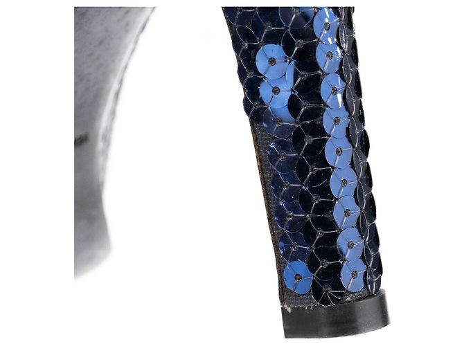 Miu Miu Décolleté blu con paillettes e punta rotonda anni '90 - vista 14