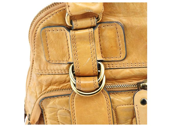 Chloé Borsa Tote Bay in pelle beige - vista 10