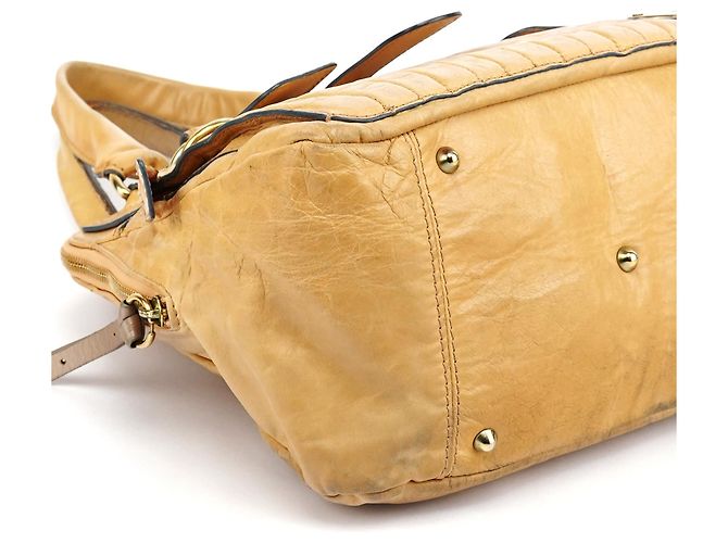 Chloé Borsa Tote Bay in pelle beige - vista 11