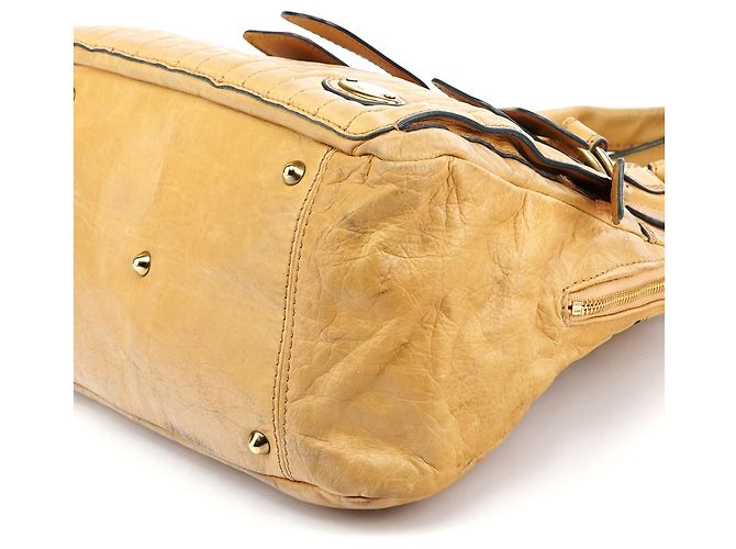 Chloé Borsa Tote Bay in pelle beige - vista 12