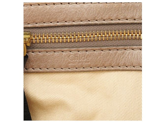 Chloé Borsa Tote Bay in pelle beige - vista 13