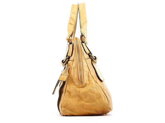 Chloé Borsa Tote Bay in pelle beige - vista 2