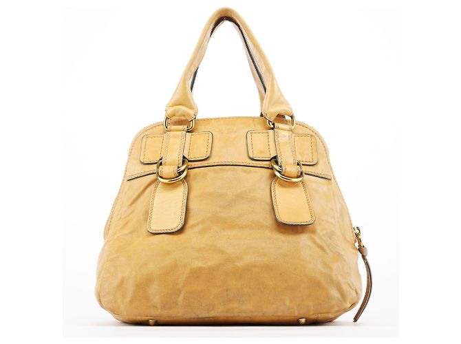 Chloé Borsa Tote Bay in pelle beige - vista 3