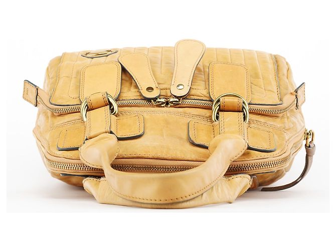 Chloé Borsa Tote Bay in pelle beige - vista 4