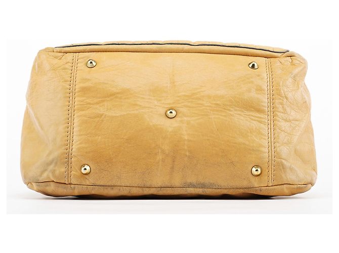 Chloé Borsa Tote Bay in pelle beige - vista 5