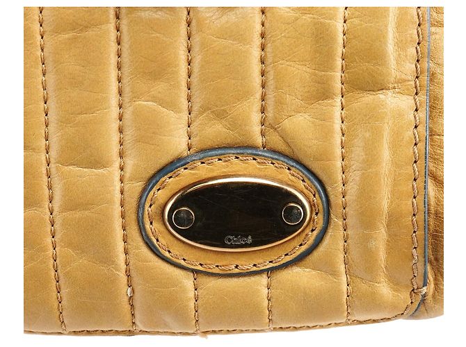 Chloé Borsa Tote Bay in pelle beige - vista 6