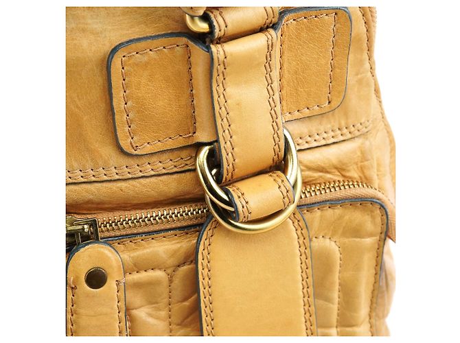 Chloé Borsa Tote Bay in pelle beige - vista 7