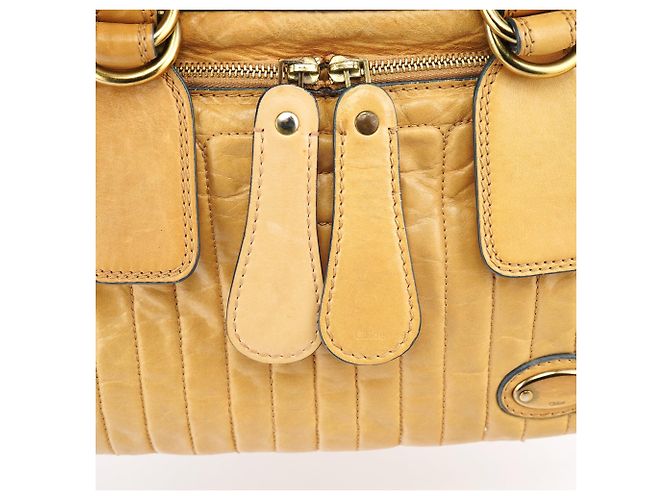 Chloé Borsa Tote Bay in pelle beige - vista 8