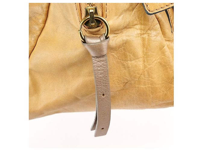 Chloé Borsa Tote Bay in pelle beige - vista 9