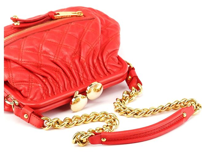 Marc Jacobs Picca borsa a tracolla Little Stam in pelle matelassé rossa - vista 11