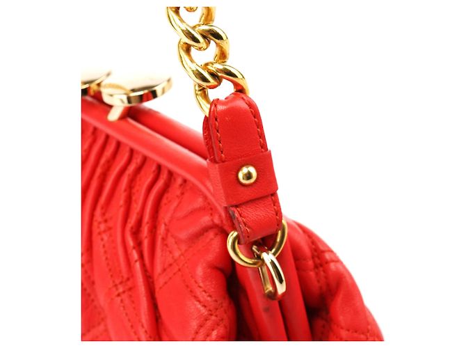 Marc Jacobs Picca borsa a tracolla Little Stam in pelle matelassé rossa - vista 7