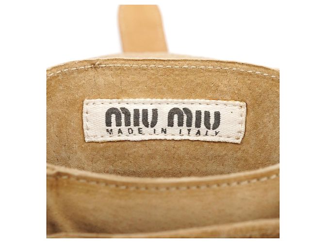 Miu Miu Borsa a tracolla in pelle beige - vista 13