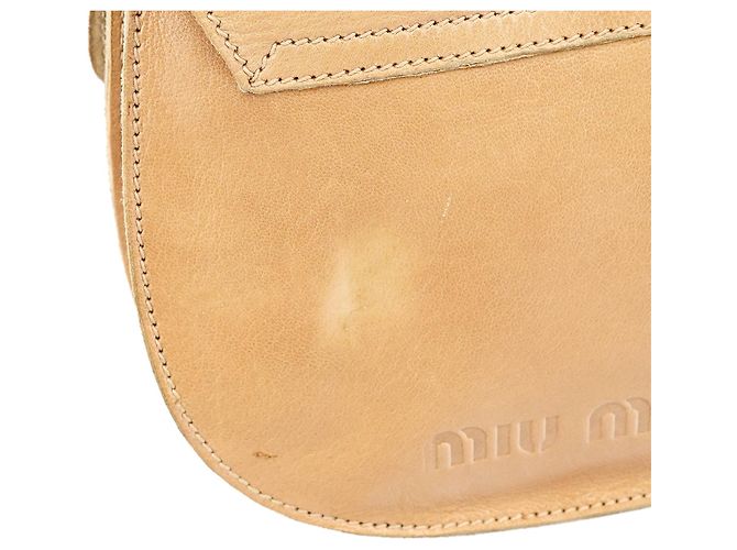 Miu Miu Borsa a tracolla in pelle beige - vista 9