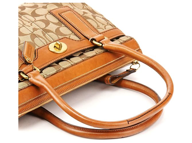 Coach 11062 Borsa Tote Signature Turnlock Beige Tan - vista 12
