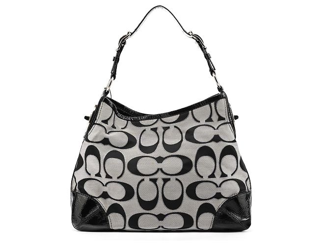 Coach Borsa a tracolla 19758M Grey Black Signature Turnlock - vista 3