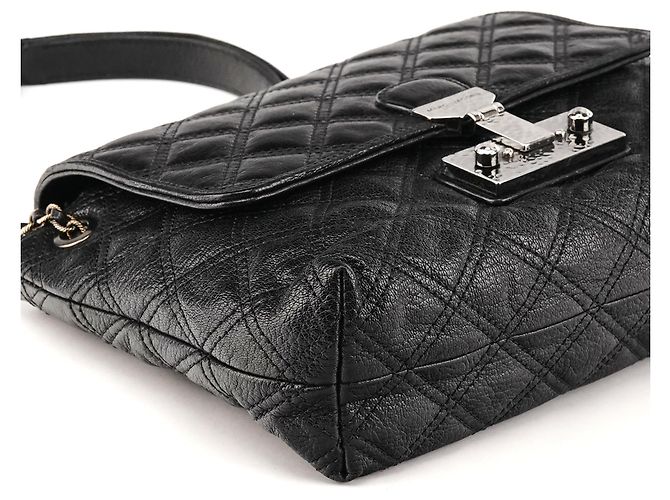 Marc Jacobs  mala de ombro em pele acolchoada preta com corrente - vista 7