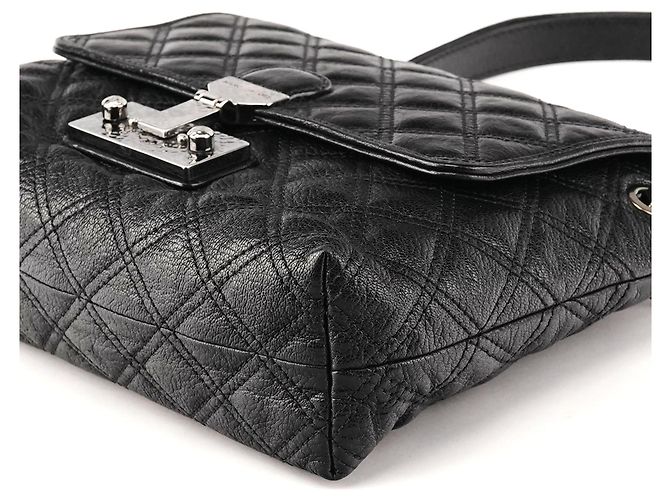 Marc Jacobs  mala de ombro em pele acolchoada preta com corrente - vista 8